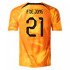 Authentic F.DE JONG #21 Netherlands Home Soccer Jersey 2022